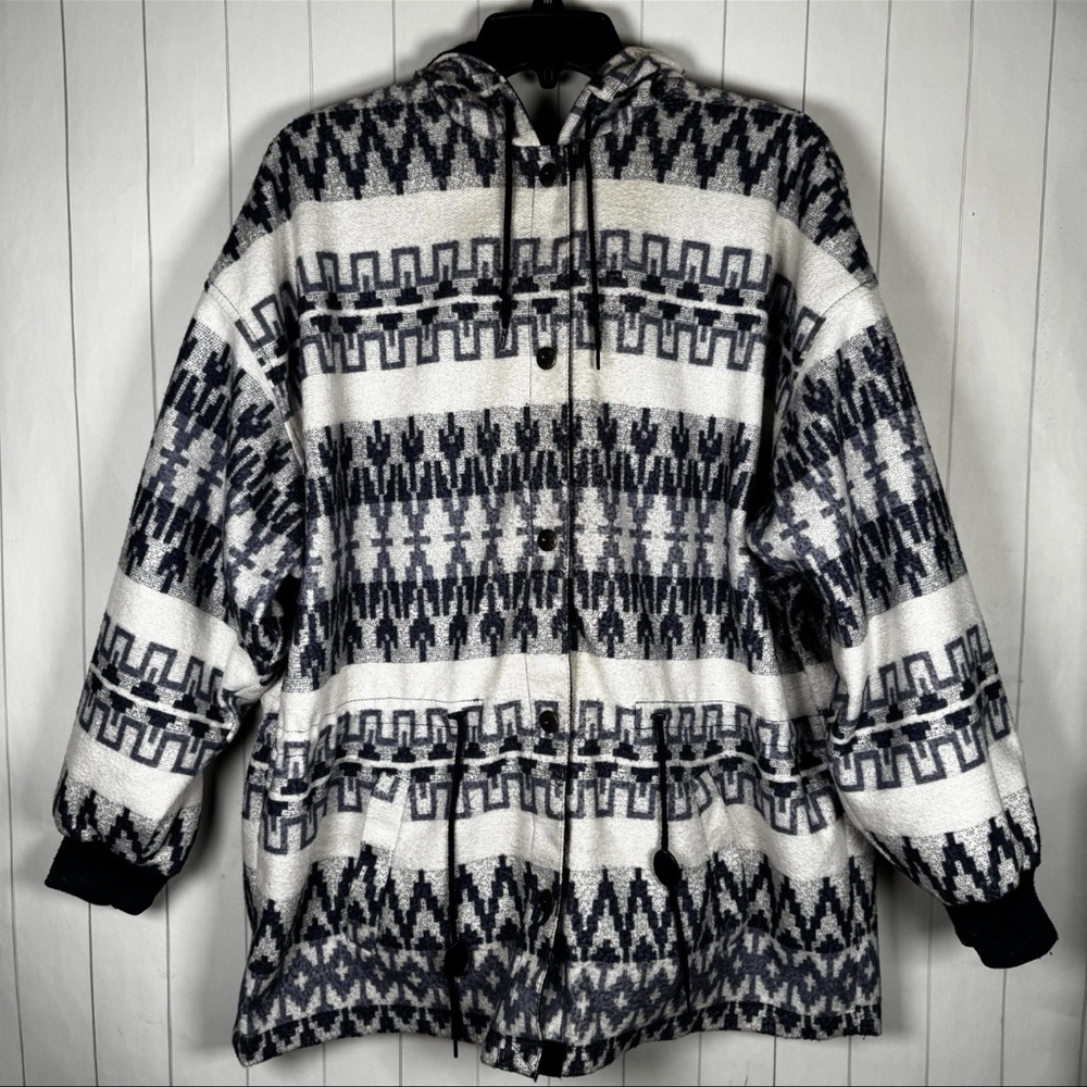 VTG 90s Karizma Reversible Windbreaker Jacket Southwestern Aztec Hipster OSFM‎